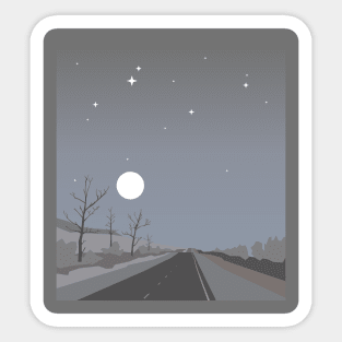 Late evening landscape in minimalism art style. Sticker